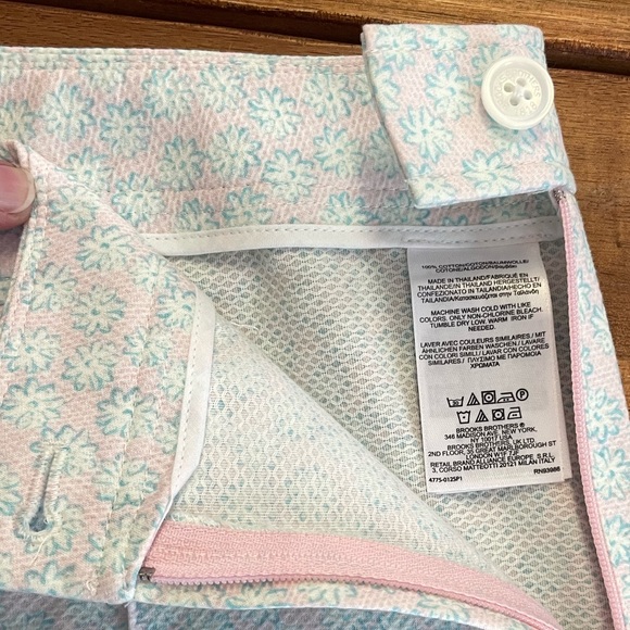 Brooks Brothers Girls Cotton Floral Pink and Blue Side-Zip Pants, NWT, size 16 - Picture 7 of 11